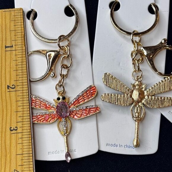 Mint BAG CHARM Sparkly Dragonfly Purple Crystal Keychain/Purse Charm - Picture 6 of 14